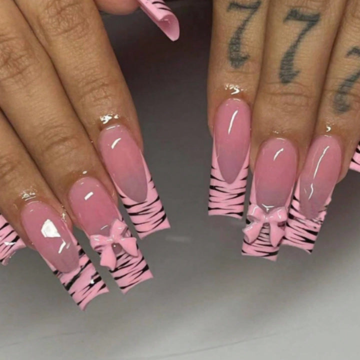 Artistic Zebra Print Nail Extensions Kalsten