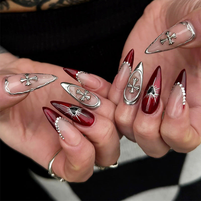 Artistic Stiletto Press-On Nail Set with Decorative Elements Kalsten