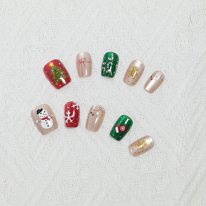 Festive Holiday-Themed Press-On Nail Art Set Kalsten