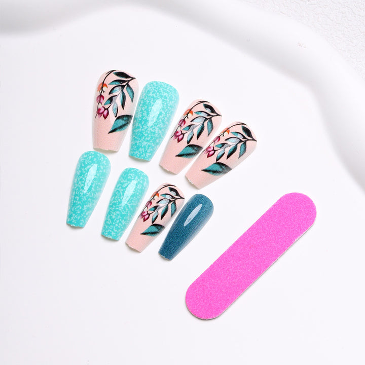 Artistic Floral and Glitter Press-On Nails Kalsten