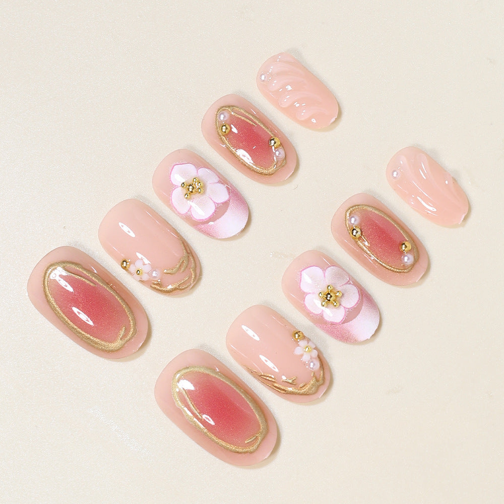 Floral Embellished Press-On Nail Art Set Kalsten