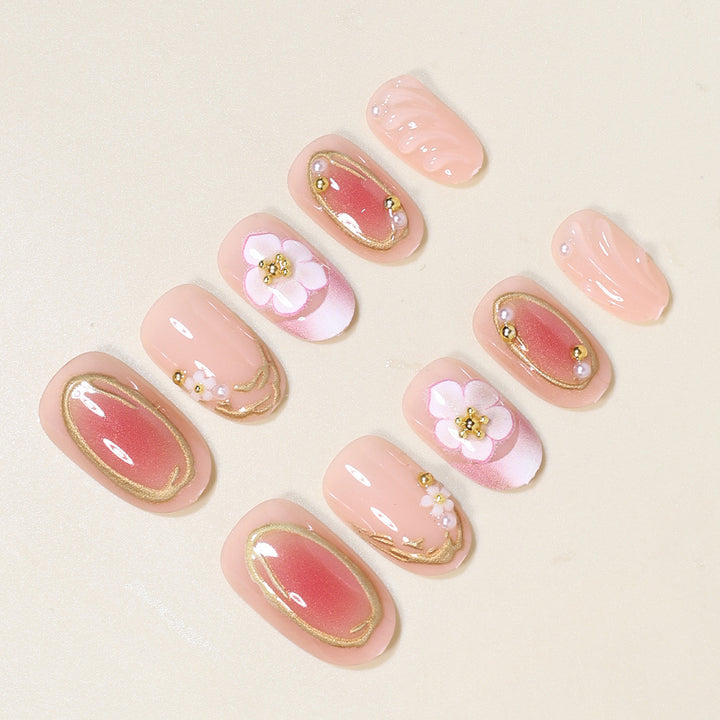 Floral Embellished Press-On Nail Art Set Kalsten
