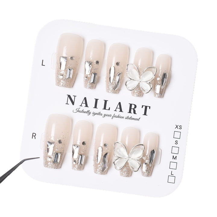 Artistic Press-On Nail Set with Unique Bow Designs Kalsten