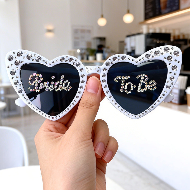 Rhinestone-Accented Heart-Shaped Sunglasses Kalsten