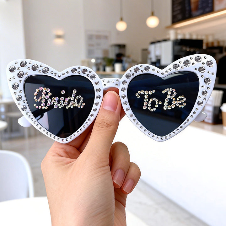 Rhinestone-Accented Heart-Shaped Sunglasses Kalsten