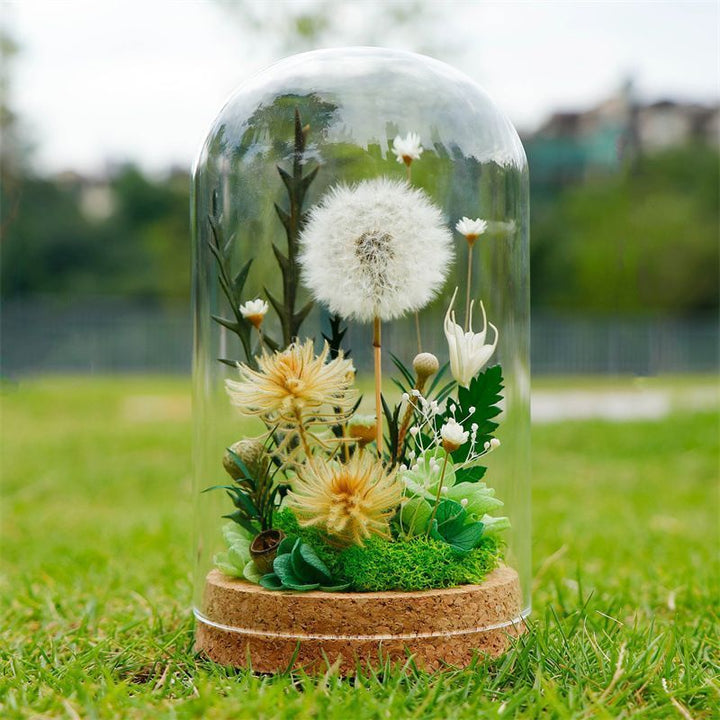 Decorative Glass Dome with Dandelion