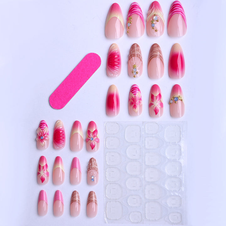 Artificial nails with creative 3D flower accents Kalsten