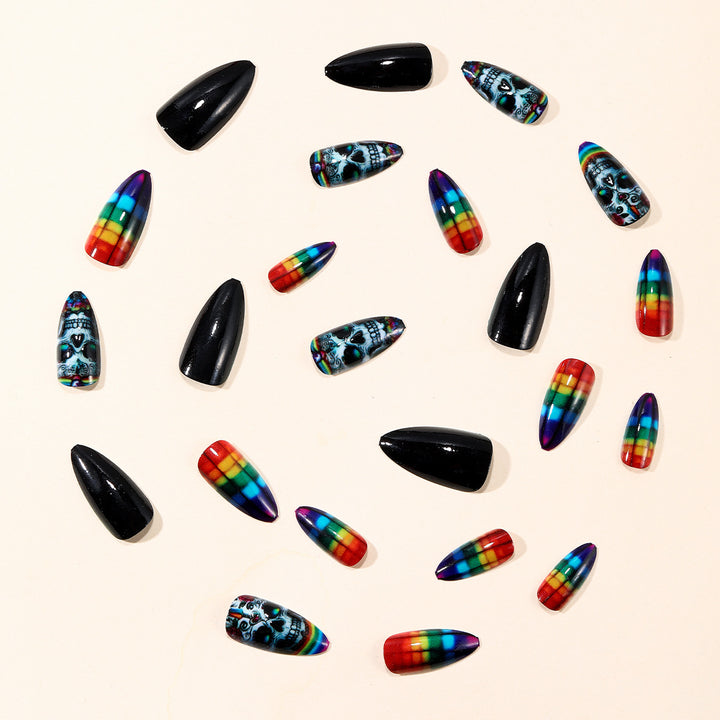 Artistic Skull-Design Nail Art Extensions Kalsten