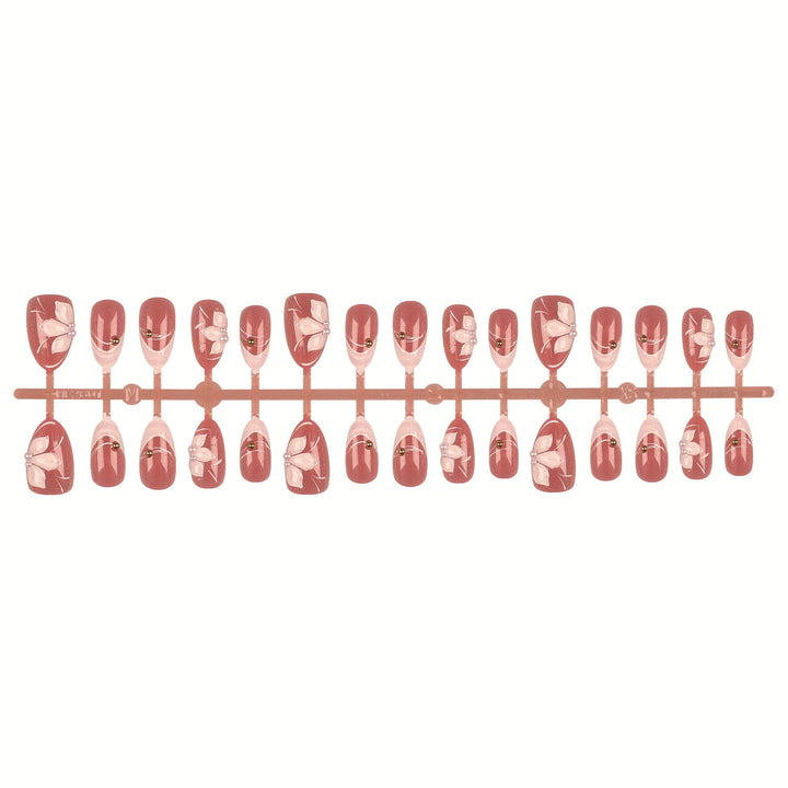 Floral Decorative Press-On Nail Set