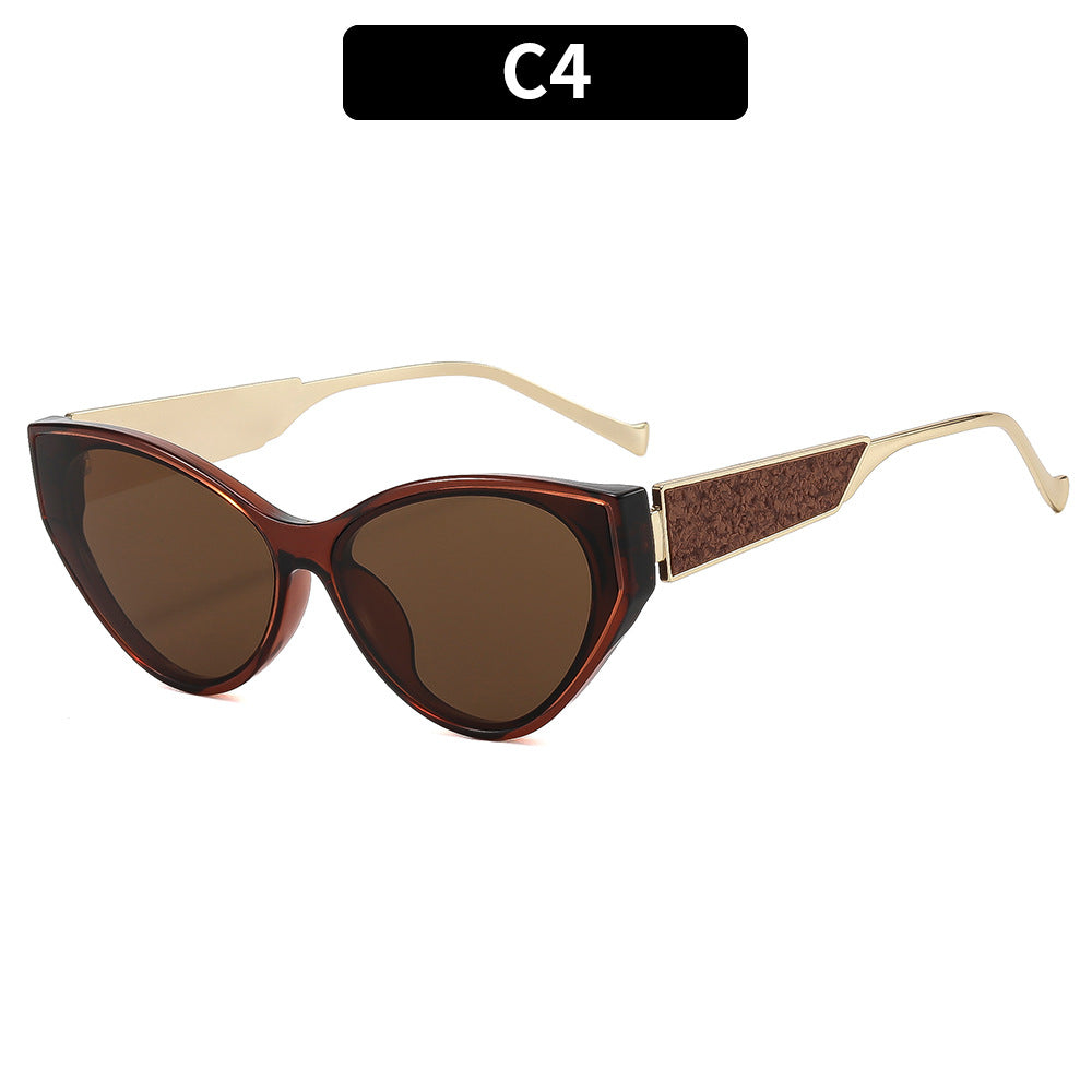 Cat-Eye Sunglasses with Elegant Metal Accents