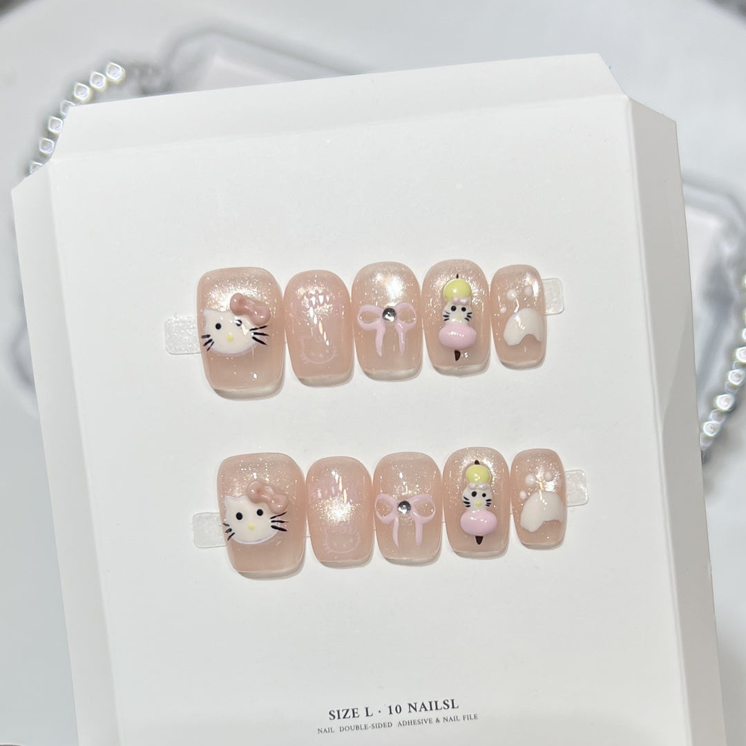 Whimsical Cartoon Character Press-On Nail Art Set Kalsten