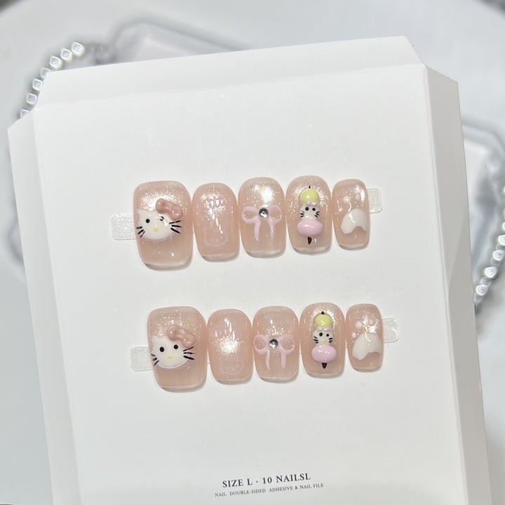 Whimsical Cartoon Character Press-On Nail Art Set Kalsten