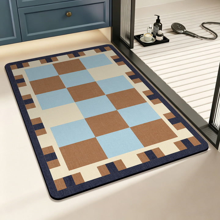 Geometric Checkered Floor Mat