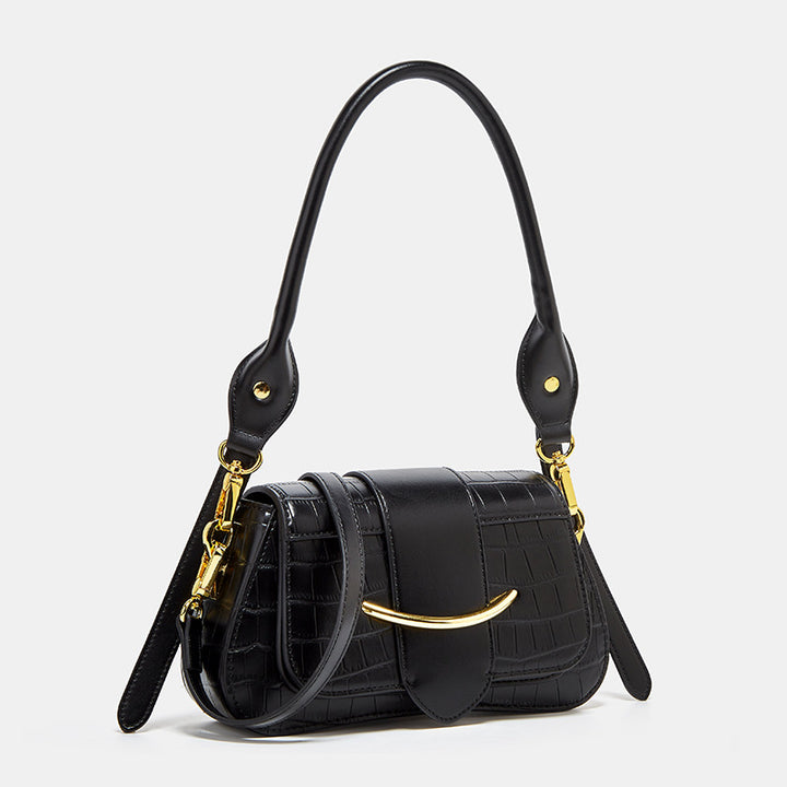 Crocodile-Embossed Mini Shoulder Bag