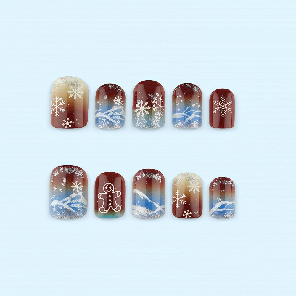 Artificial nails with festive snowflake and gingerbread motif Kalsten