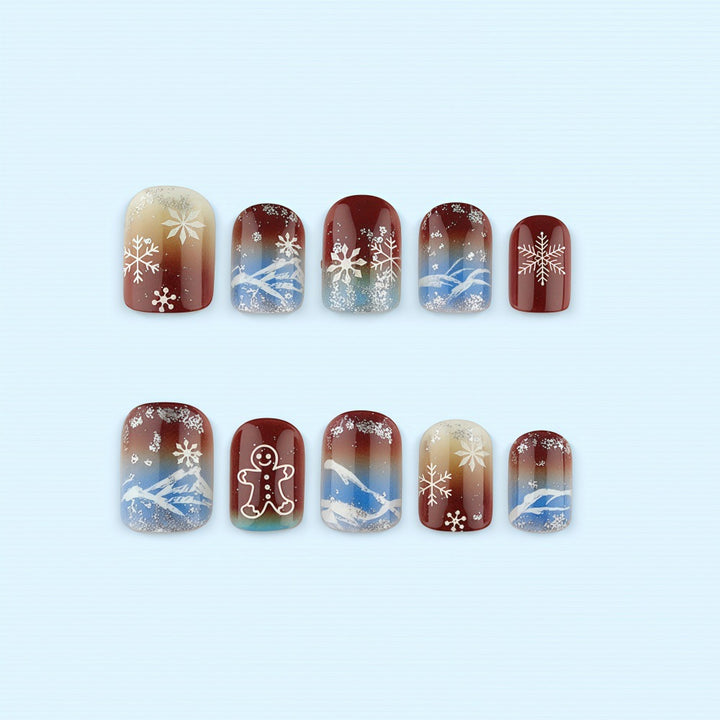 Artificial nails with festive snowflake and gingerbread motif Kalsten