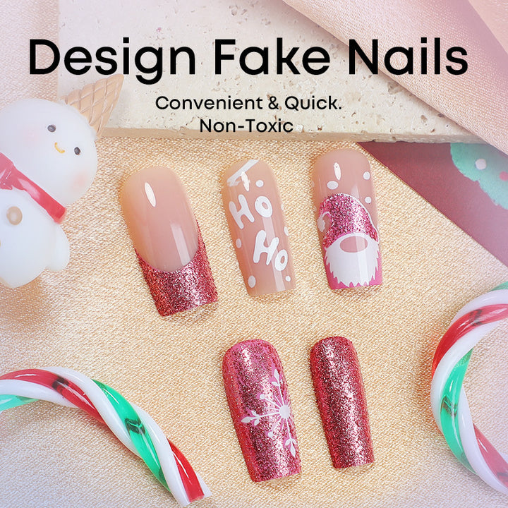 Creative nail art set with festive glitter and Christmas designs Kalsten