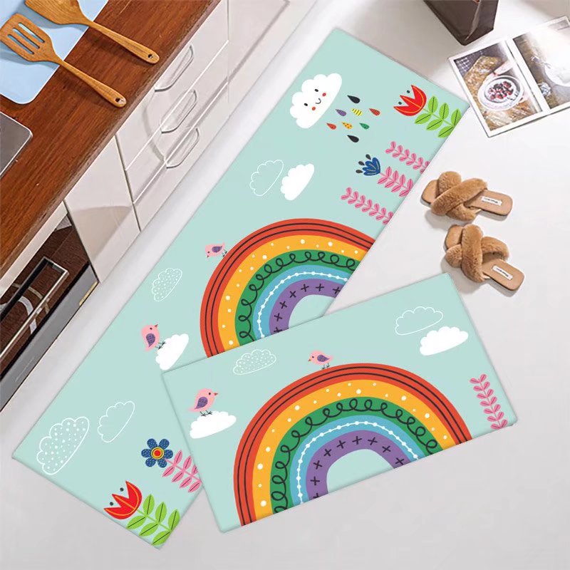 Marble-Pattern Kitchen Runner Mat Set Kalsten