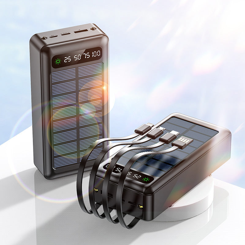 Solar-powered power bank with integrated fast charging ports and digital capacity display Kalsten