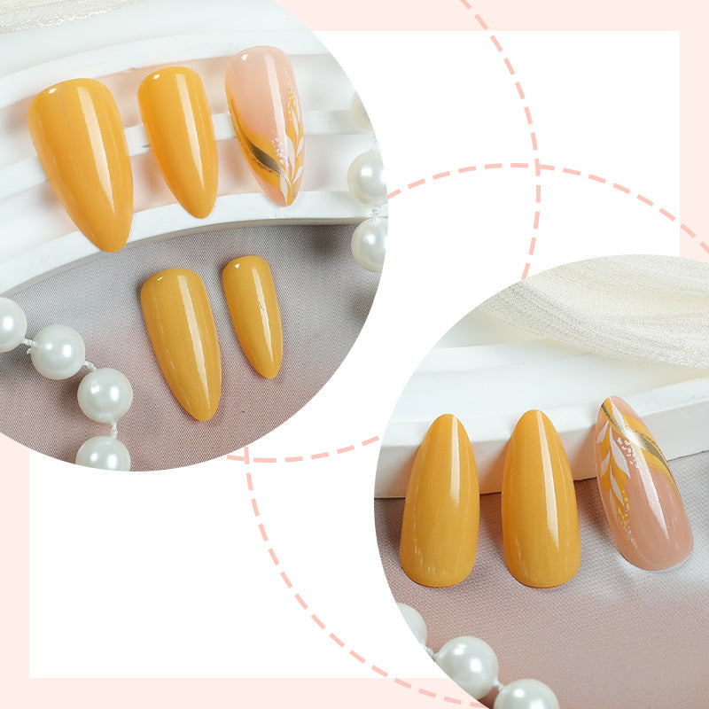 Premium Artistic Press-On Nail Set with Floral and Metallic Accents Kalsten