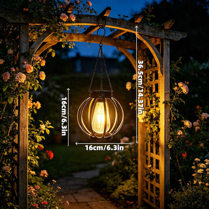 Outdoor Hanging Metal Cage Pendant Lantern With Adjustable Chain And Vintage Filament LED Kalsten