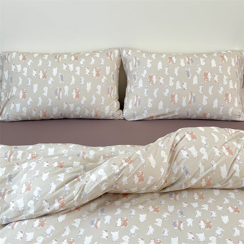 Fine woven cotton percale bedding set with delicate floral scatter motif