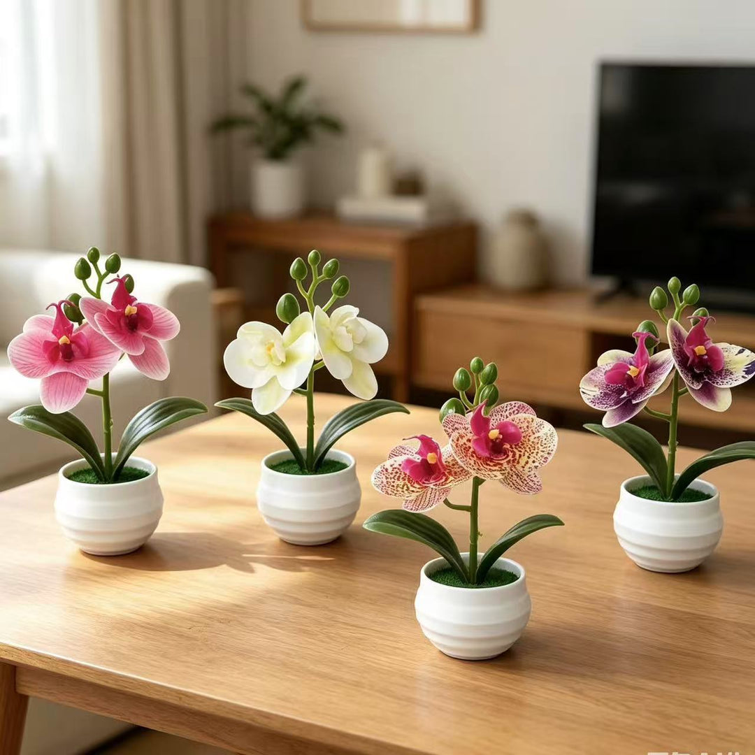Lifelike Artificial Orchid Plant Arrangement for Indoor Decor