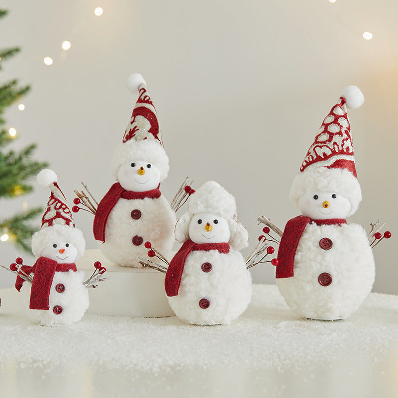 Whimsical Plush Snowman Figurine