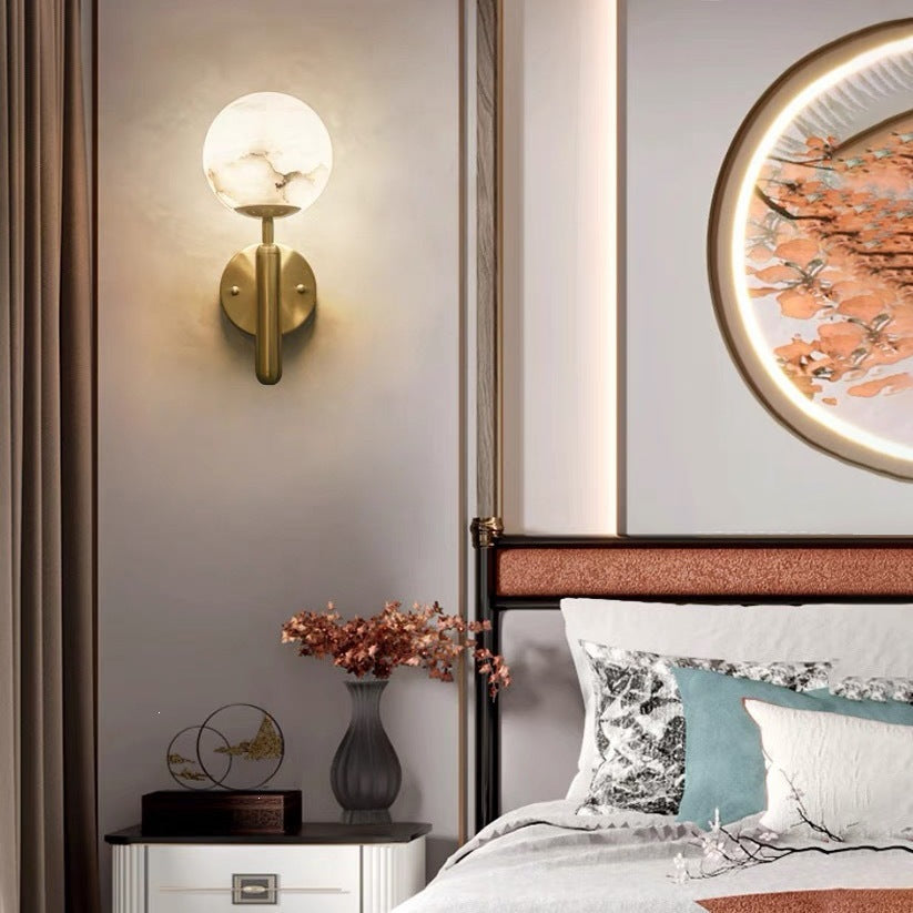 Modern Minimalist Wall Sconce with Marble Accent