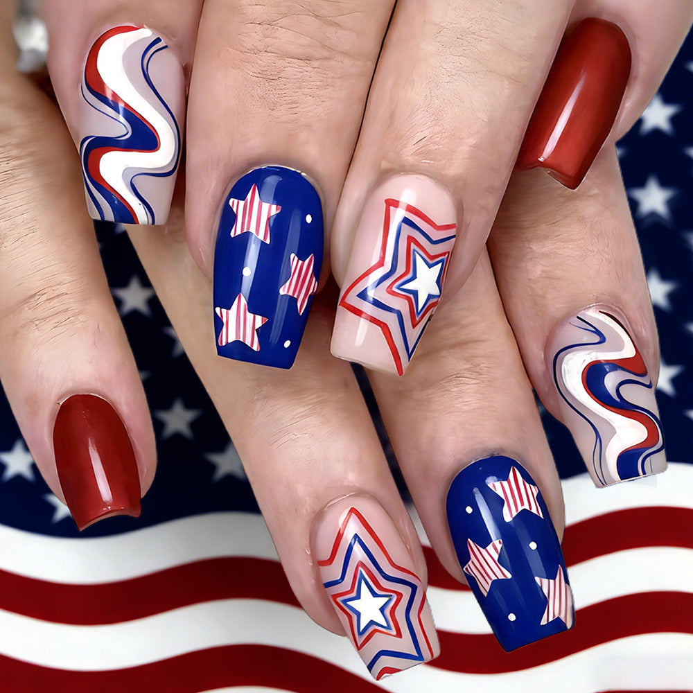 Themed Press-On Nail Art Set with Star Design Kalsten