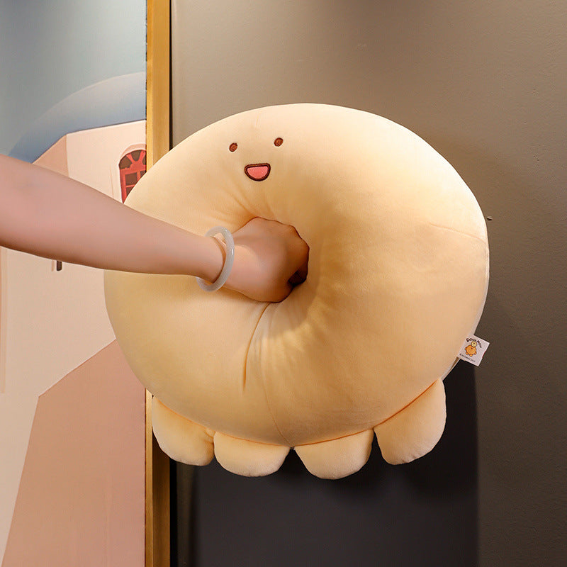 Plush Round Chubby Character Cushion with Short Limbs and Embroidered Smile Kalsten