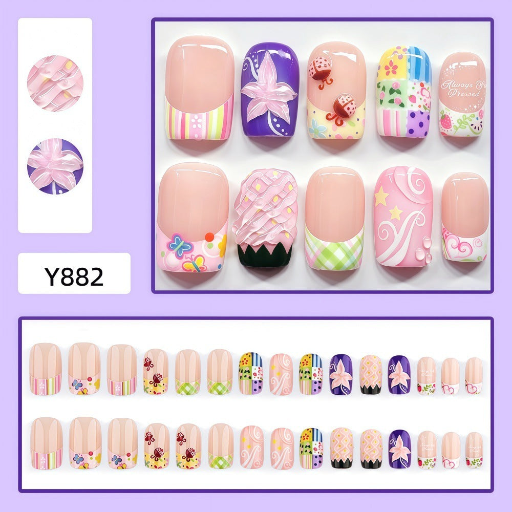 Creative artificial nails with floral and summer motifs Kalsten