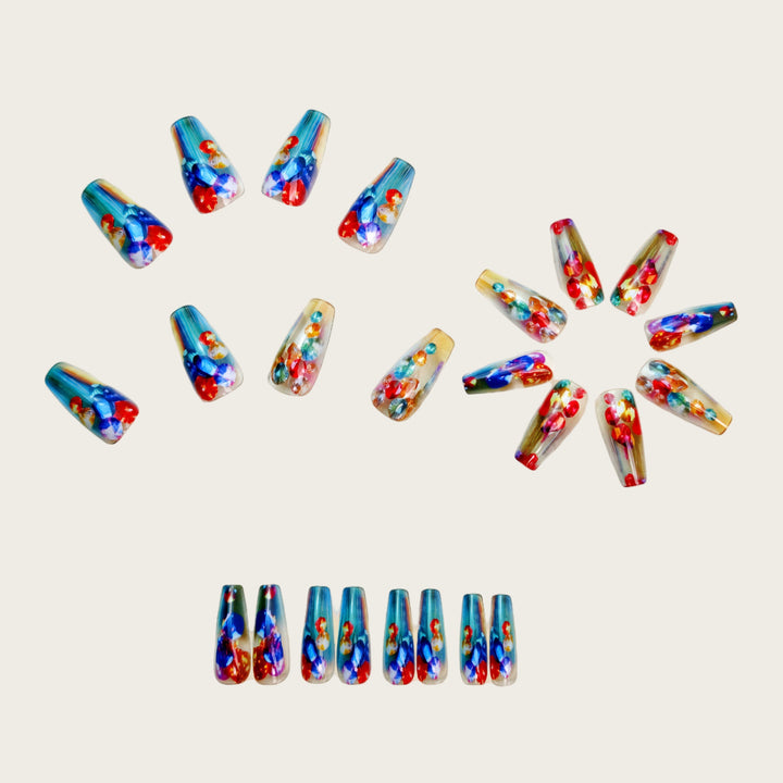 Artificial nails with sparkling crystal decorations Kalsten