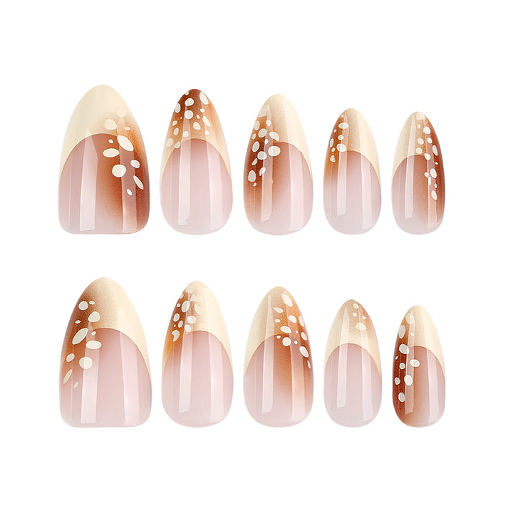 Elegant artificial nails with trendy ombre design and creative accents Kalsten