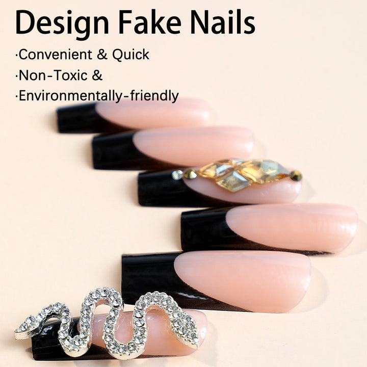 Artificial nail tips with glamorous snake design Kalsten