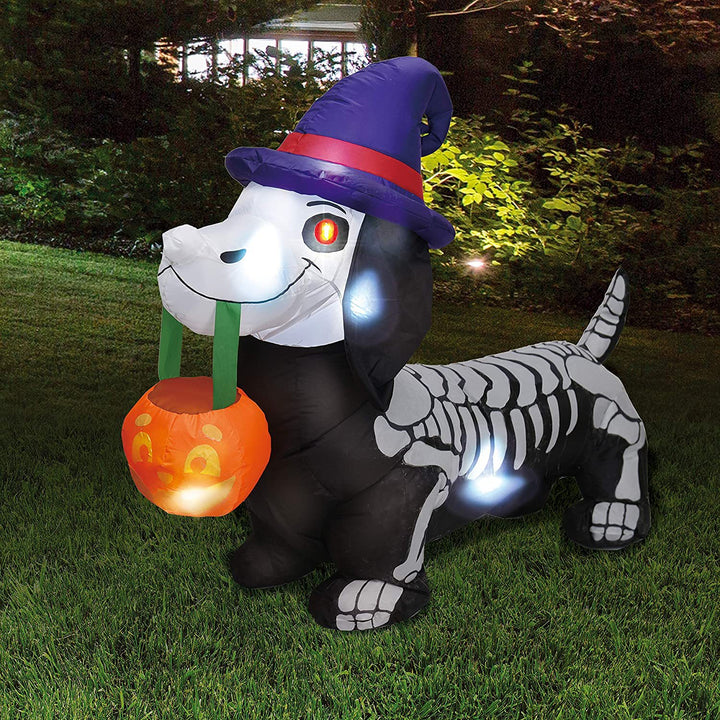 Inflatable Halloween Dog with Skeleton Design