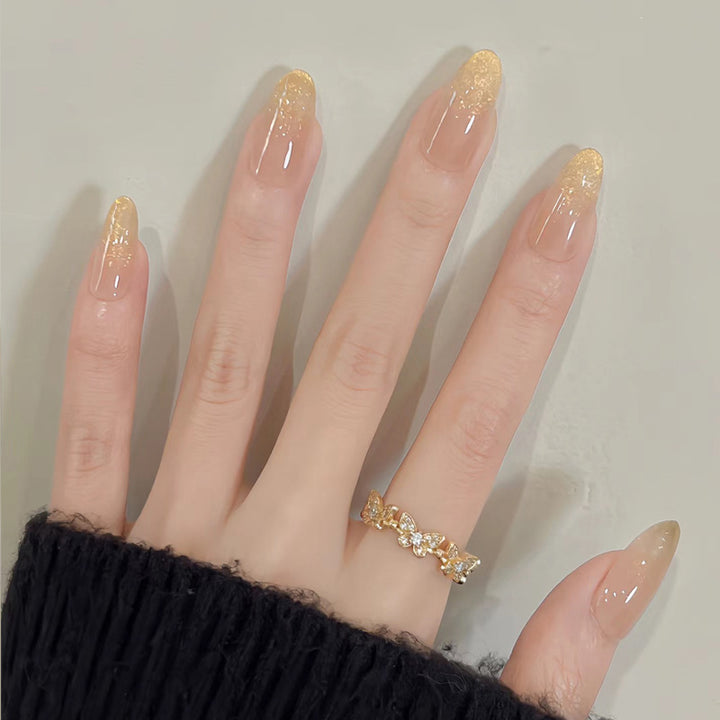 Elegant Press-On Nail Design with Rhinestone Accents Kalsten