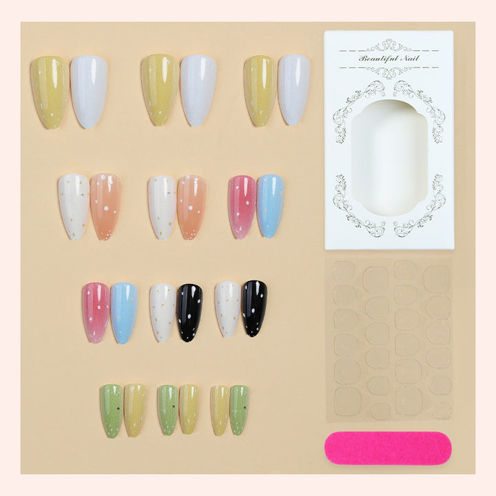 Premium Decorative Press-On Nail Set with Artistic Glitter Effects Kalsten