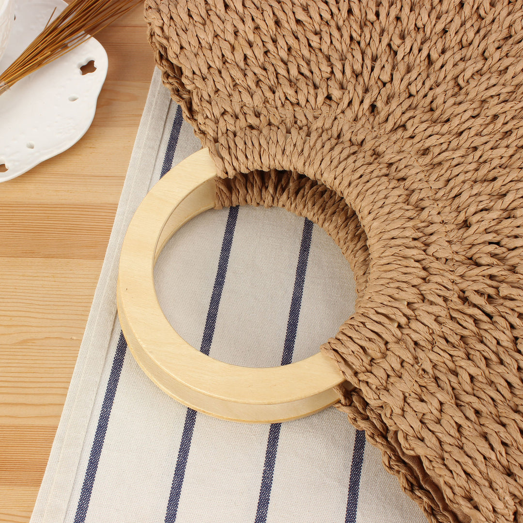 Designer bag made of hand-woven wicker with wooden handle Kalsten