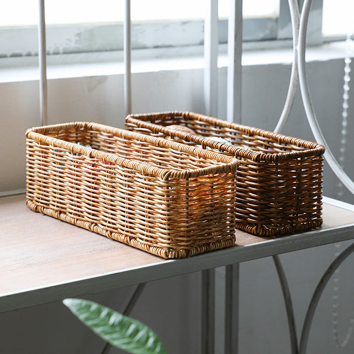 Handwoven Rectangular Wicker Storage Basket Kalsten