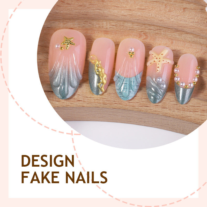 Artificial nail set with glamorous accents and delicate ombre effect Kalsten