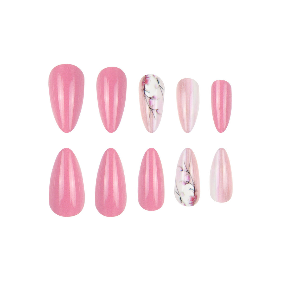 Stiletto Press-On Nails with Floral Design Kalsten