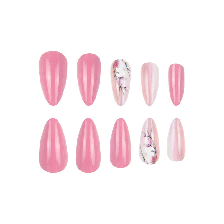Stiletto Press-On Nails with Floral Design Kalsten
