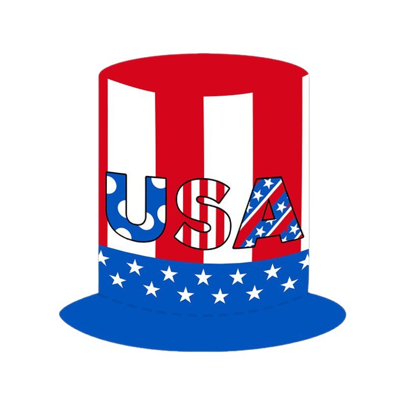 Unisex nan more patriotic party top hat with stars and stripes motif made of lightweight felt Kalsten