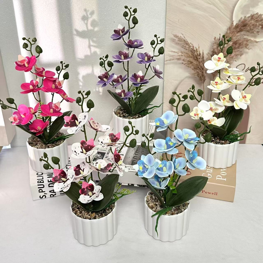 Elegant Faux Orchid Arrangement for Indoor Home Decor