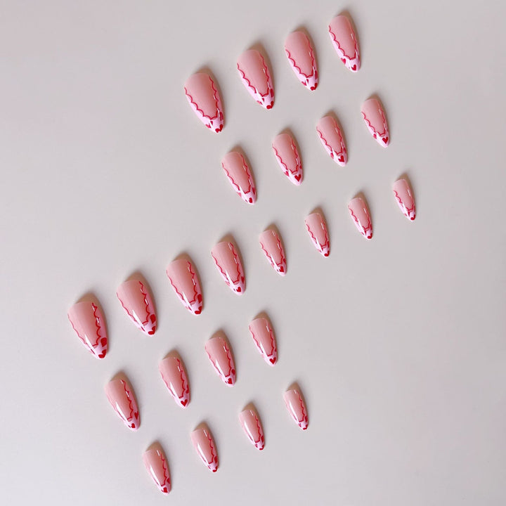 Acrylic nail set with elegant heart tips and creative accents Kalsten