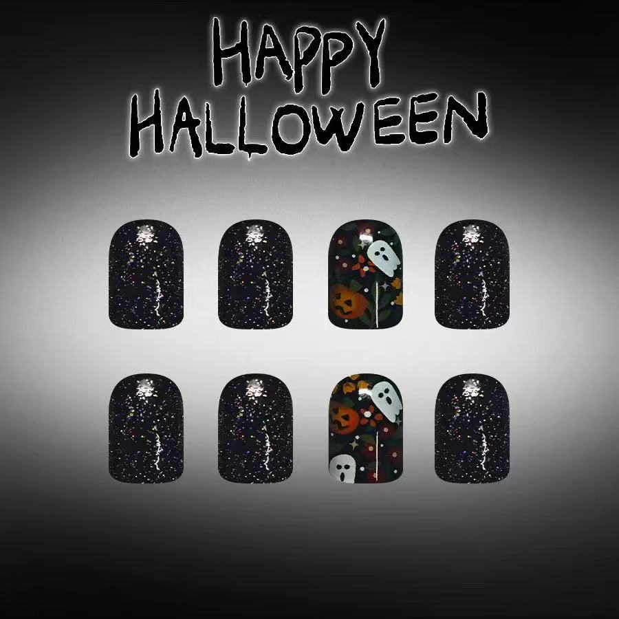 Artificial nail set with Halloween motifs and glitter accents Kalsten