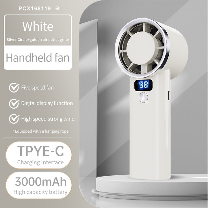 Unisex handheld fan with digital display and five speed levels Kalsten