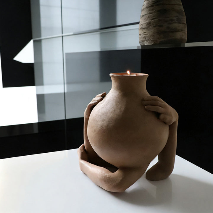 Artistic Hands-Embracing Decorative Vase