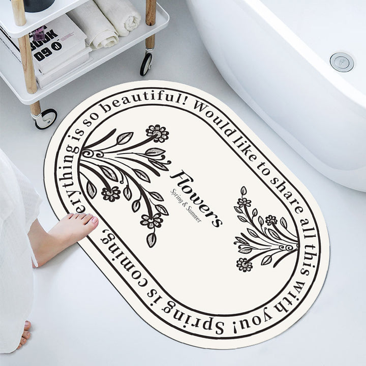 Floral-Themed Bathroom Mat